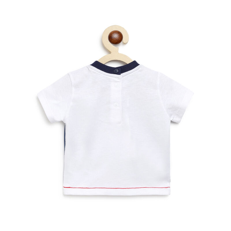 Boys White & Blue Printed T-Shirt image number 1